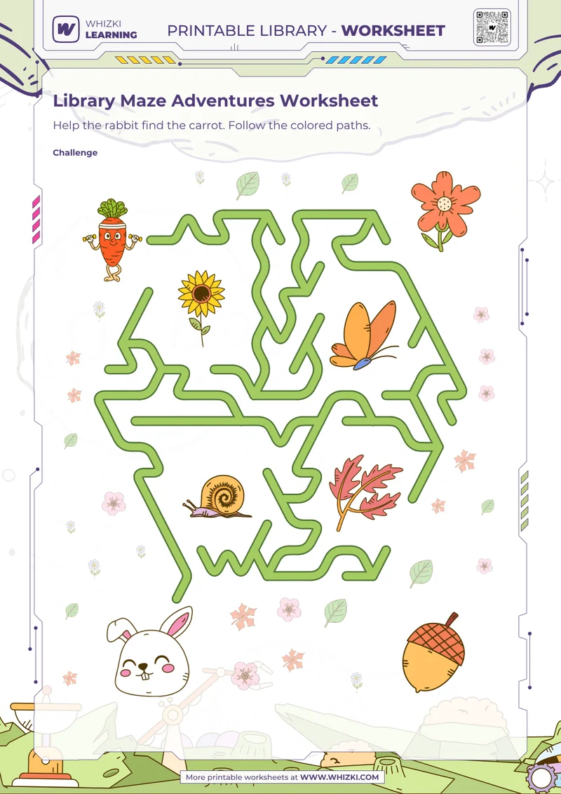 Library Maze Adventures Worksheet