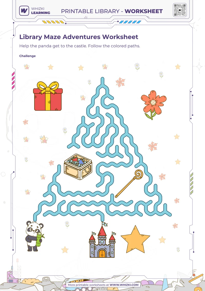 Library Maze Adventures Worksheet