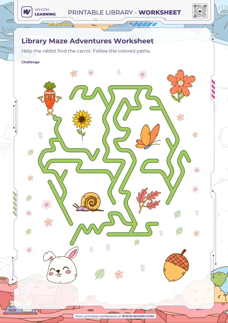 Library Maze Adventures Worksheet
