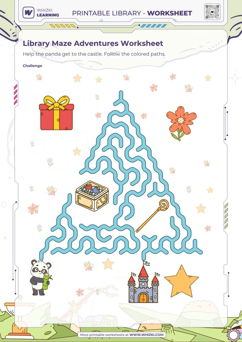 Library Maze Adventures Worksheet