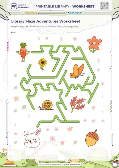 Library Maze Adventures Worksheet