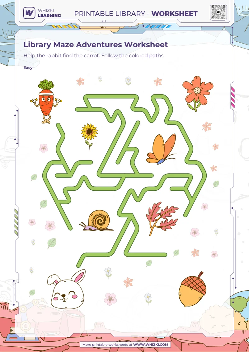 Library Maze Adventures Worksheet