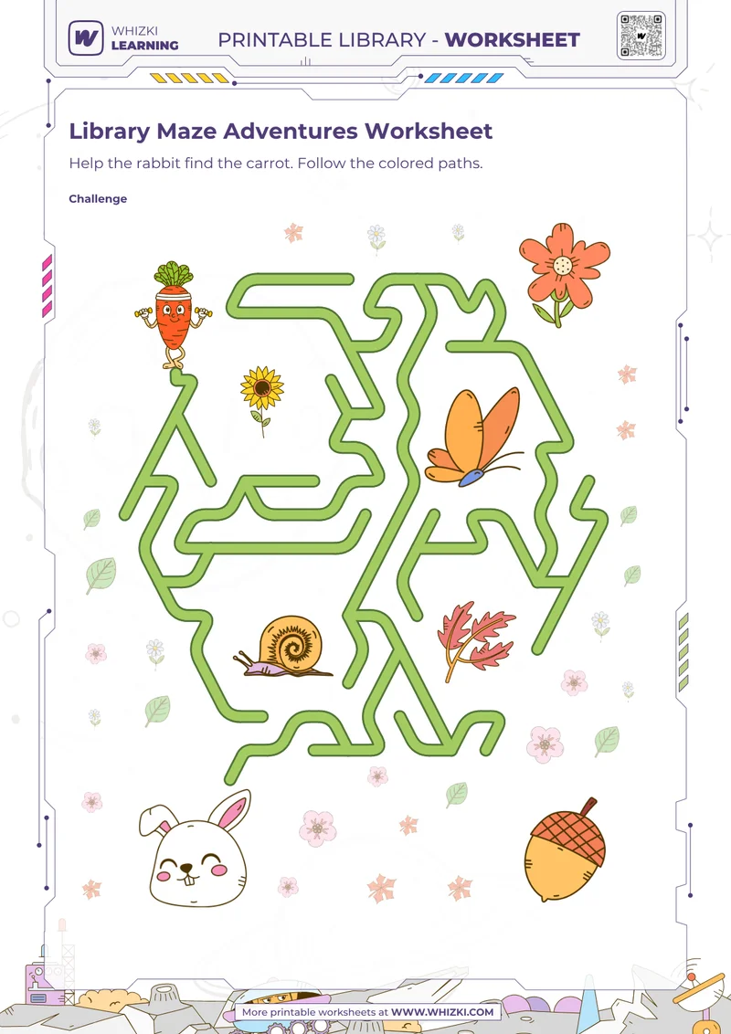 Library Maze Adventures Worksheet