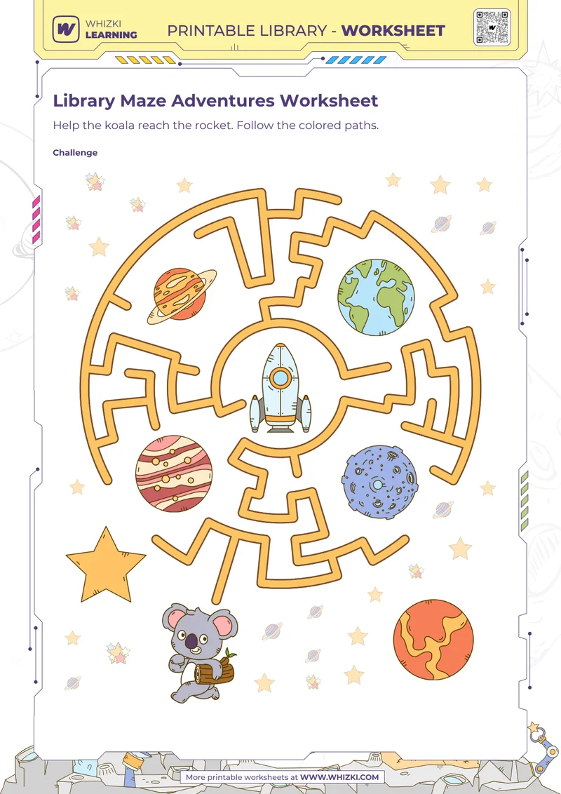 Library Maze Adventures Worksheet