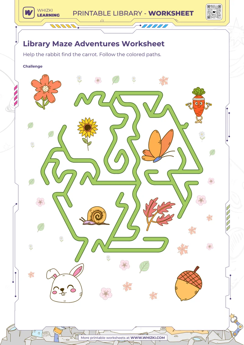 Library Maze Adventures Worksheet