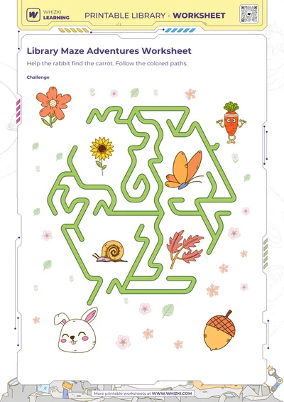 Library Maze Adventures Worksheet