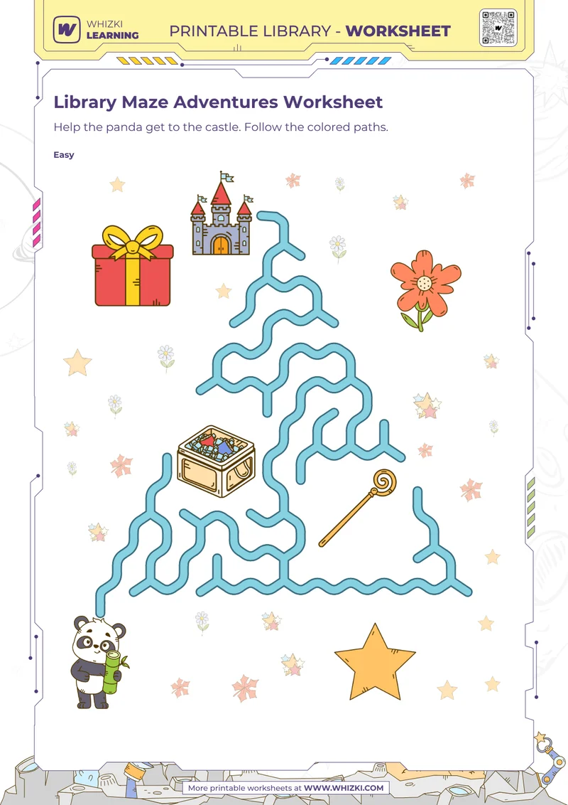 Library Maze Adventures Worksheet