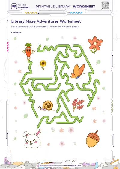 Library Maze Adventures Worksheet