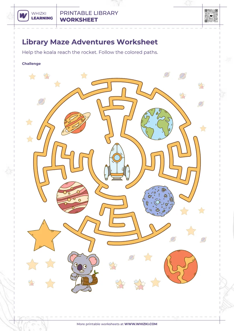 Library Maze Adventures Worksheet