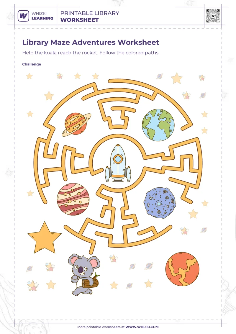 Library Maze Adventures Worksheet