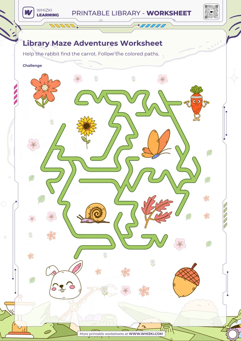 Library Maze Adventures Worksheet
