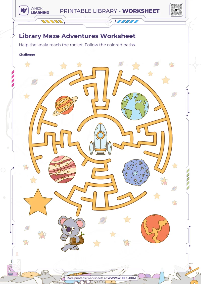 Library Maze Adventures Worksheet