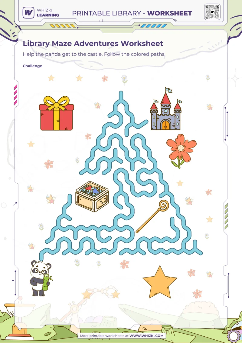 Library Maze Adventures Worksheet