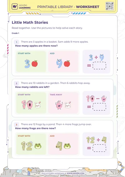 Little Math Stories Addition and Subtraction Worksheet
