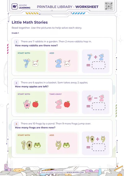 Little Math Stories Addition and Subtraction Worksheet