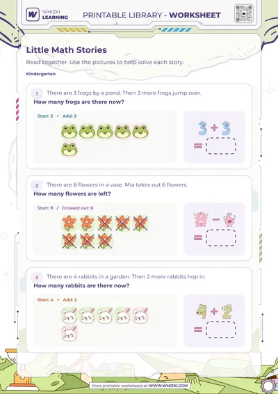 Little Math Stories Addition and Subtraction Worksheet