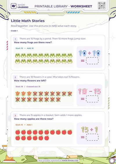 Little Math Stories Addition and Subtraction Worksheet