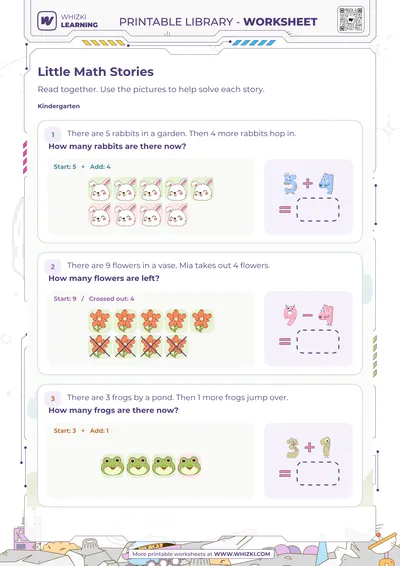 Little Math Stories Addition and Subtraction Worksheet