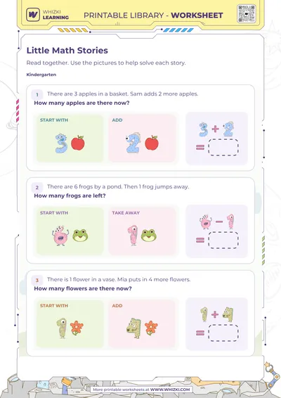 Little Math Stories Addition and Subtraction Worksheet