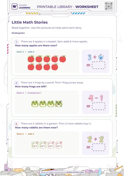 Little Math Stories Addition and Subtraction Worksheet