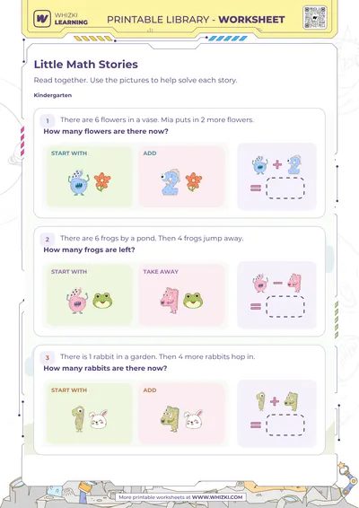 Little Math Stories Addition and Subtraction Worksheet