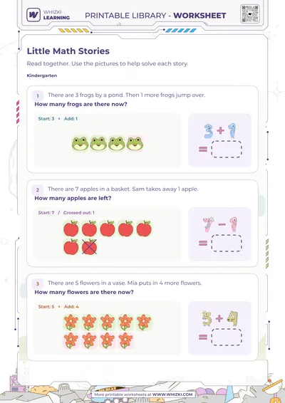 Little Math Stories Addition and Subtraction Worksheet