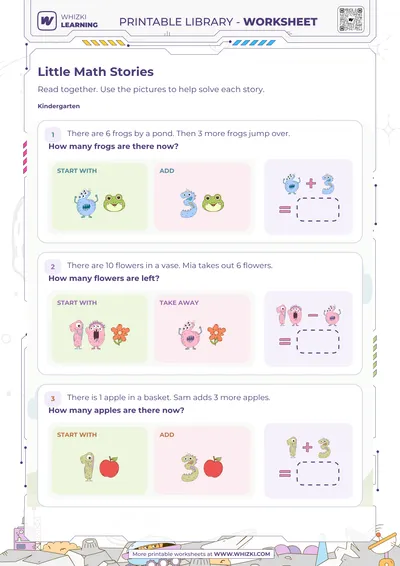 Little Math Stories Addition and Subtraction Worksheet