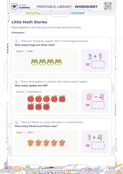 Little Math Stories Addition and Subtraction Worksheet