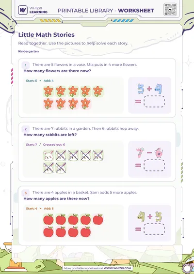 Little Math Stories Addition and Subtraction Worksheet