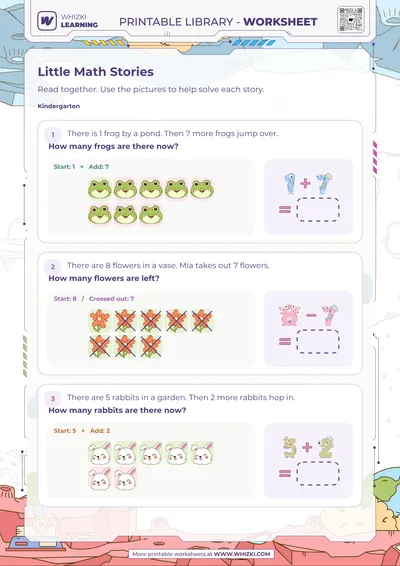 Little Math Stories Addition and Subtraction Worksheet