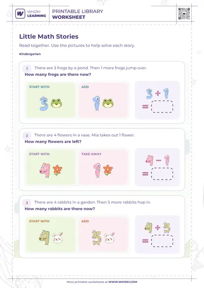 Little Math Stories Addition and Subtraction Worksheet