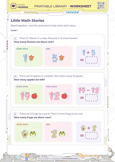 Little Math Stories Addition and Subtraction Worksheet