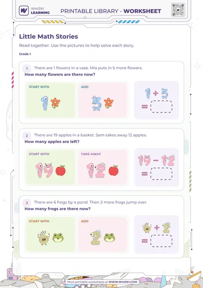 Little Math Stories Addition and Subtraction Worksheet