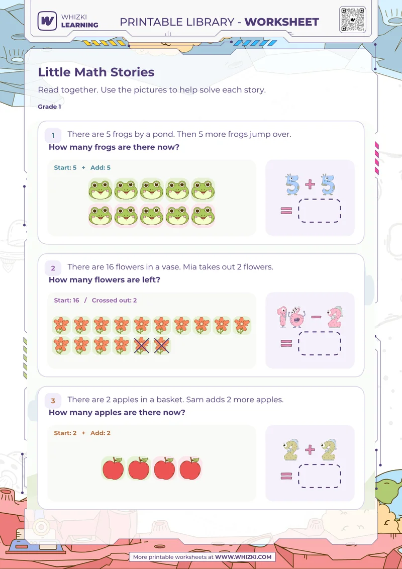 Little Math Stories Addition Worksheet