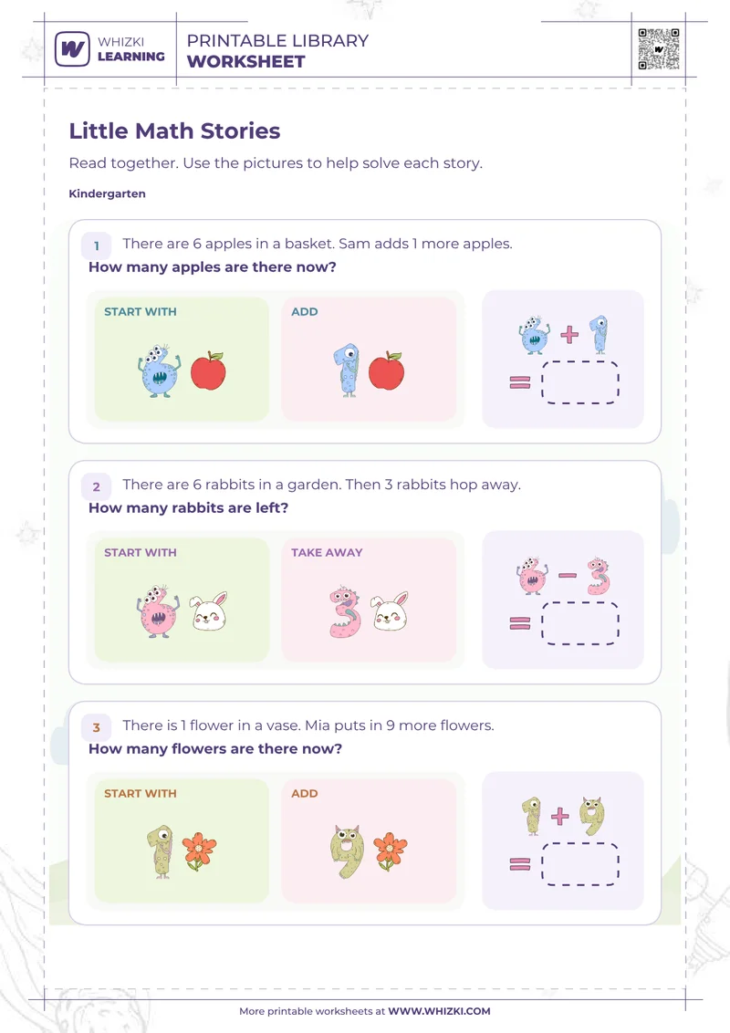Little Math Stories Worksheet