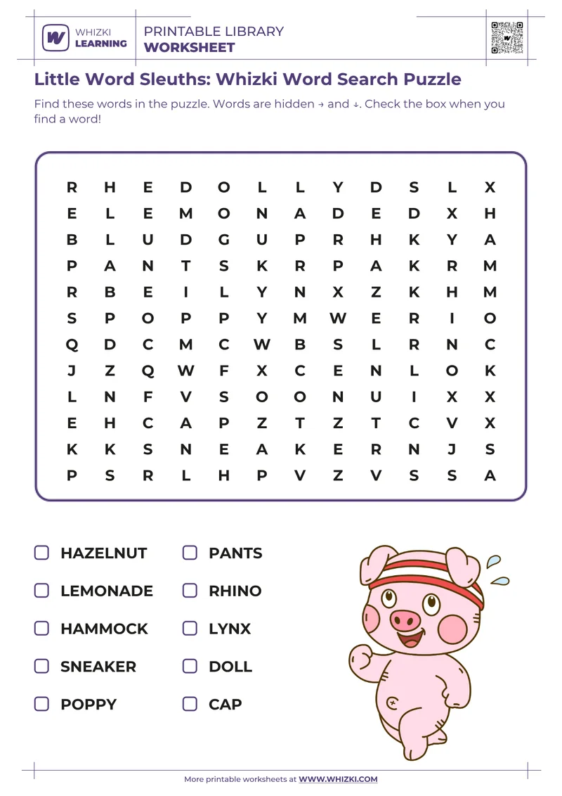 Little Word Sleuths: Whizki Word Search Puzzle