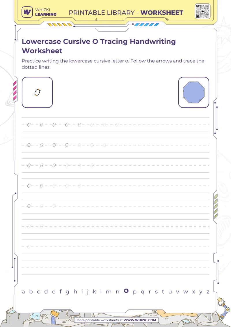 Lowercase Cursive O Tracing Handwriting Worksheet