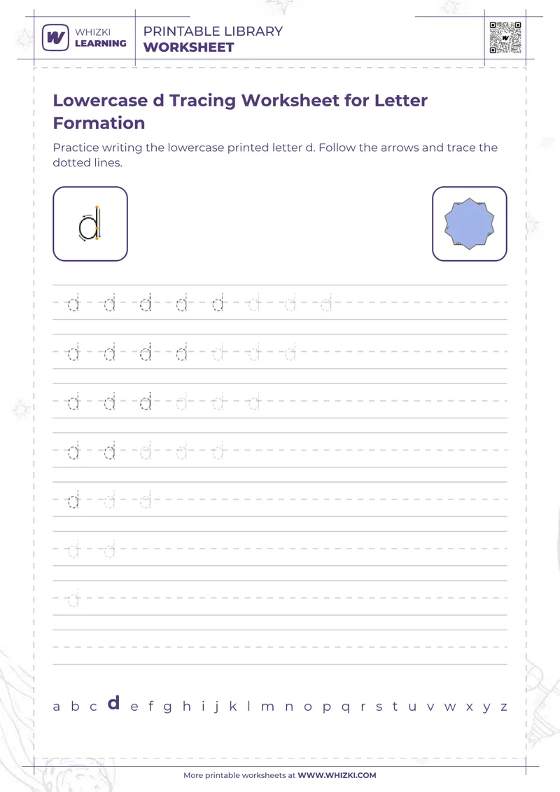 Lowercase d Tracing Worksheet for Letter Formation