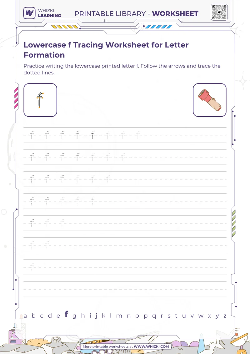 Lowercase f Tracing Worksheet for Letter Formation