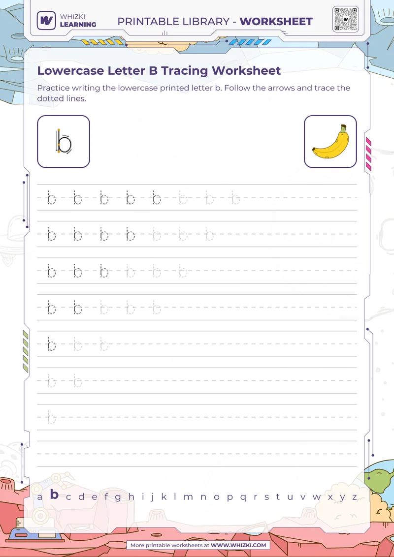 Lowercase Letter B Tracing Worksheet