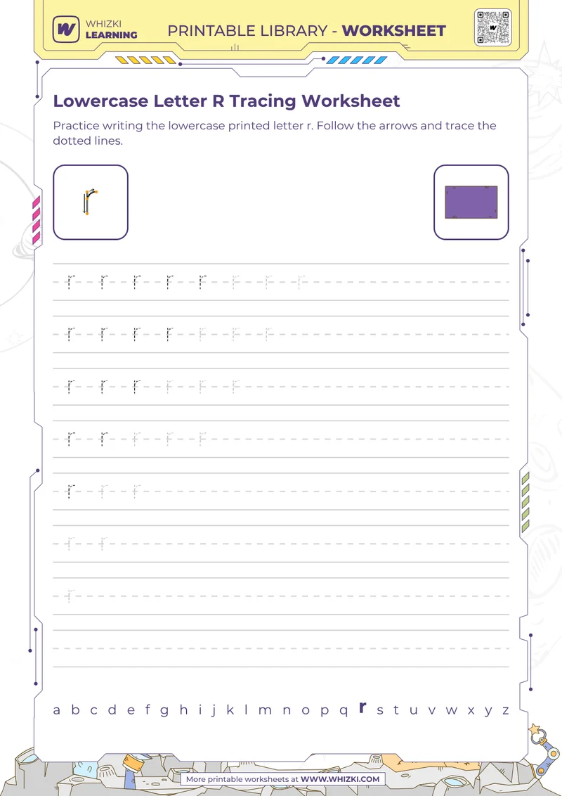 Lowercase Letter R Tracing Worksheet