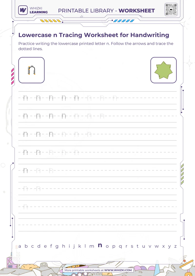 Lowercase n Tracing Worksheet for Handwriting