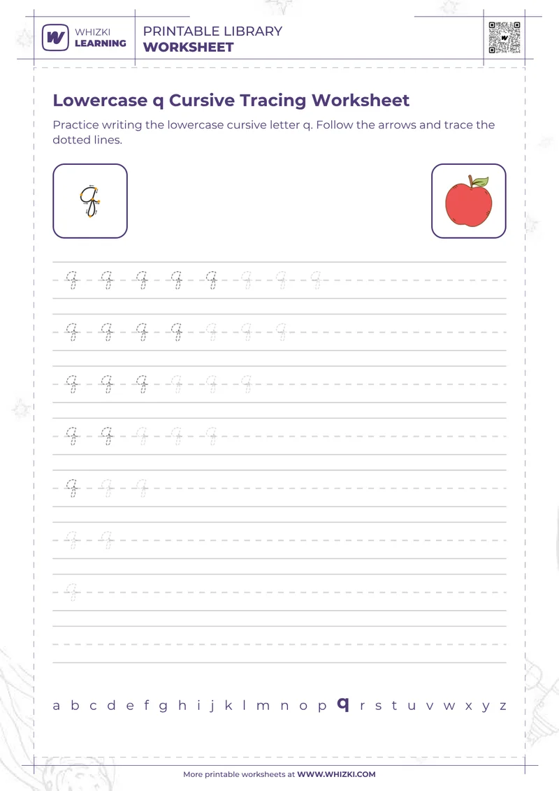 Lowercase q Cursive Tracing Worksheet
