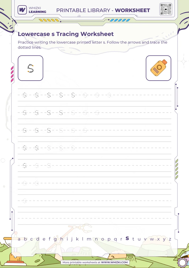 Lowercase s Tracing Worksheet