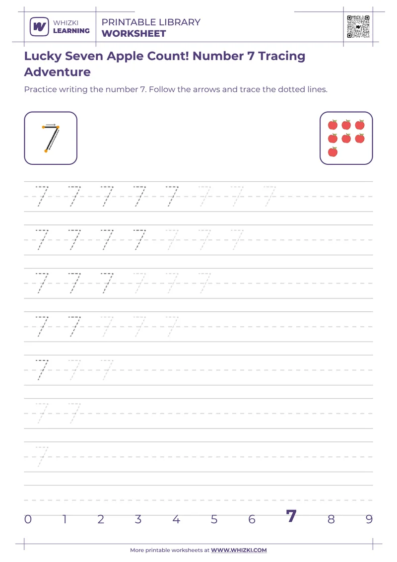 Lucky Seven Apple Count! Number 7 Tracing Adventure