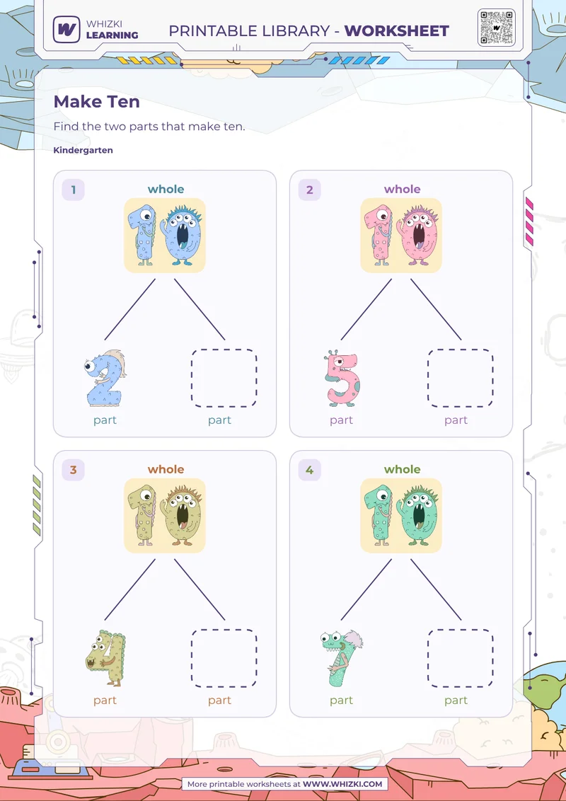 Make Ten Number Bonds Worksheet