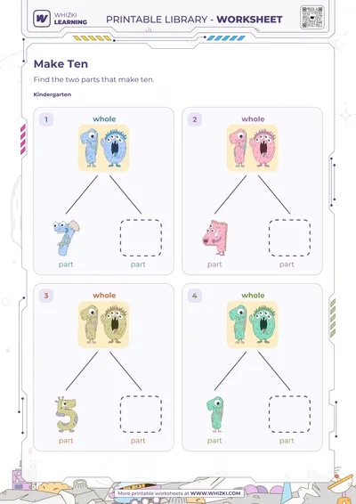 Make Ten Number Bonds Worksheet