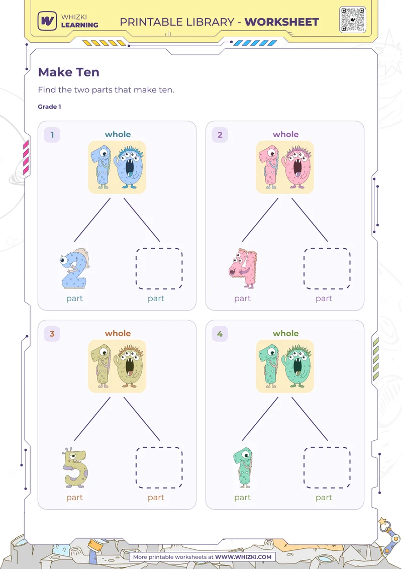 Make Ten Number Bonds Worksheet