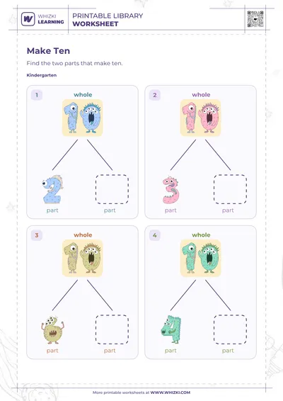 Make Ten Number Bonds Worksheet