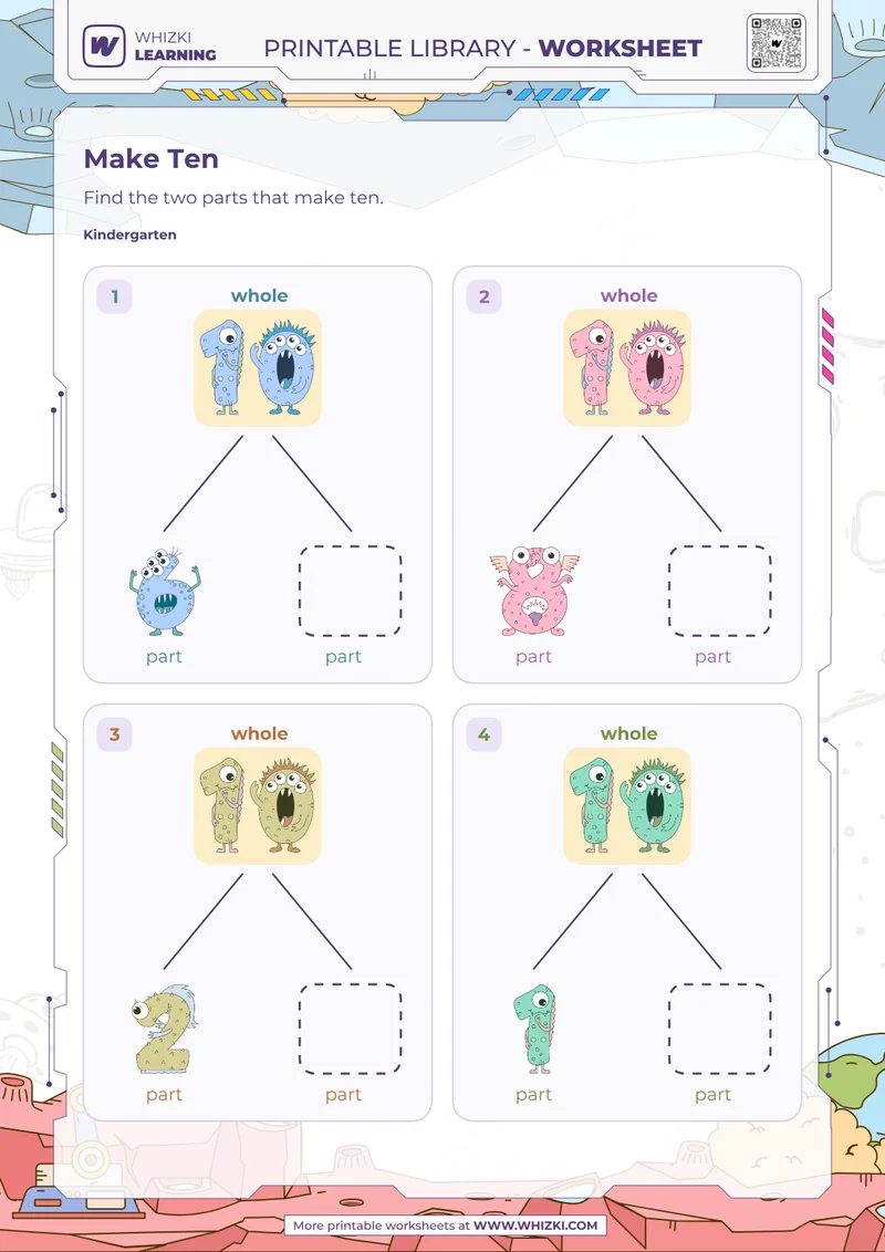 Make Ten Number Bonds Worksheet